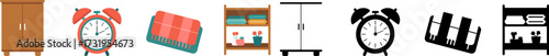 Furniture Collection for Interior Decoration Vector Design Flat Illustration Style