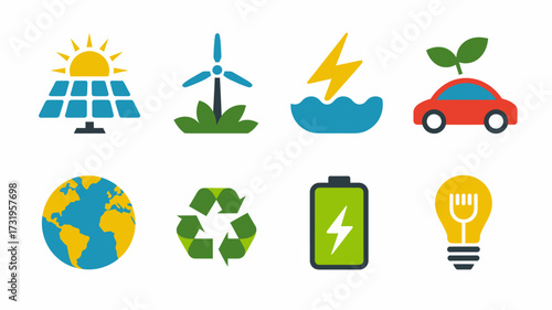 Vector illustration representing renewable energy resources and environmental conservation theme