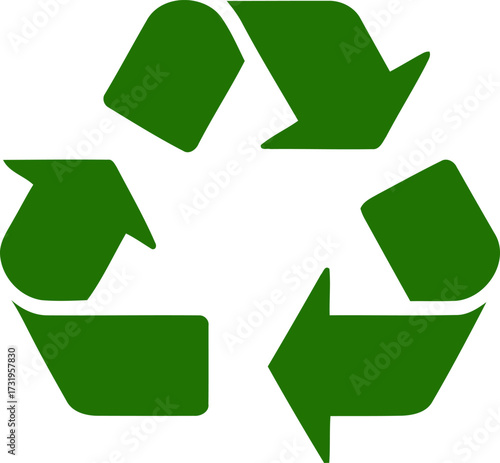 Green recycling symbol on a white background promote environmental awareness