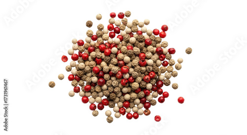 Obraz na plátně Isolated colorful peppercorns blend including red, black, and white peppercorns,