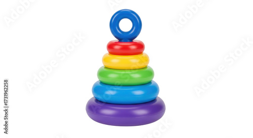 Canvastavla Isolated colorful plastic pyramid toy for toddlers, educational rings stacking,