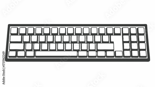 Illustration of a full size computer keyboard with white keys and black outline design style created with generated ai 