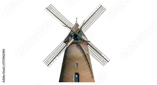 Fotografija Isolated windmill, traditional Dutch architecture, historic building, farm, land