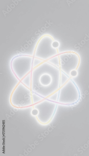 An enlarged illustration of a children's drawing with colored pencils of a peaceful atom. Vector graphics. EPS.
