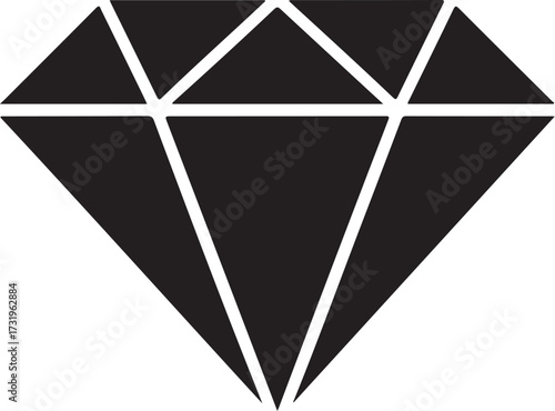 Solid black diamond shape geometric gemstone symbol abstract icon