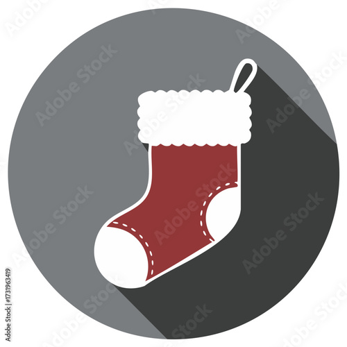 Stylized Christmas Stocking Icon Flat Design Holiday Season Vector Graphic