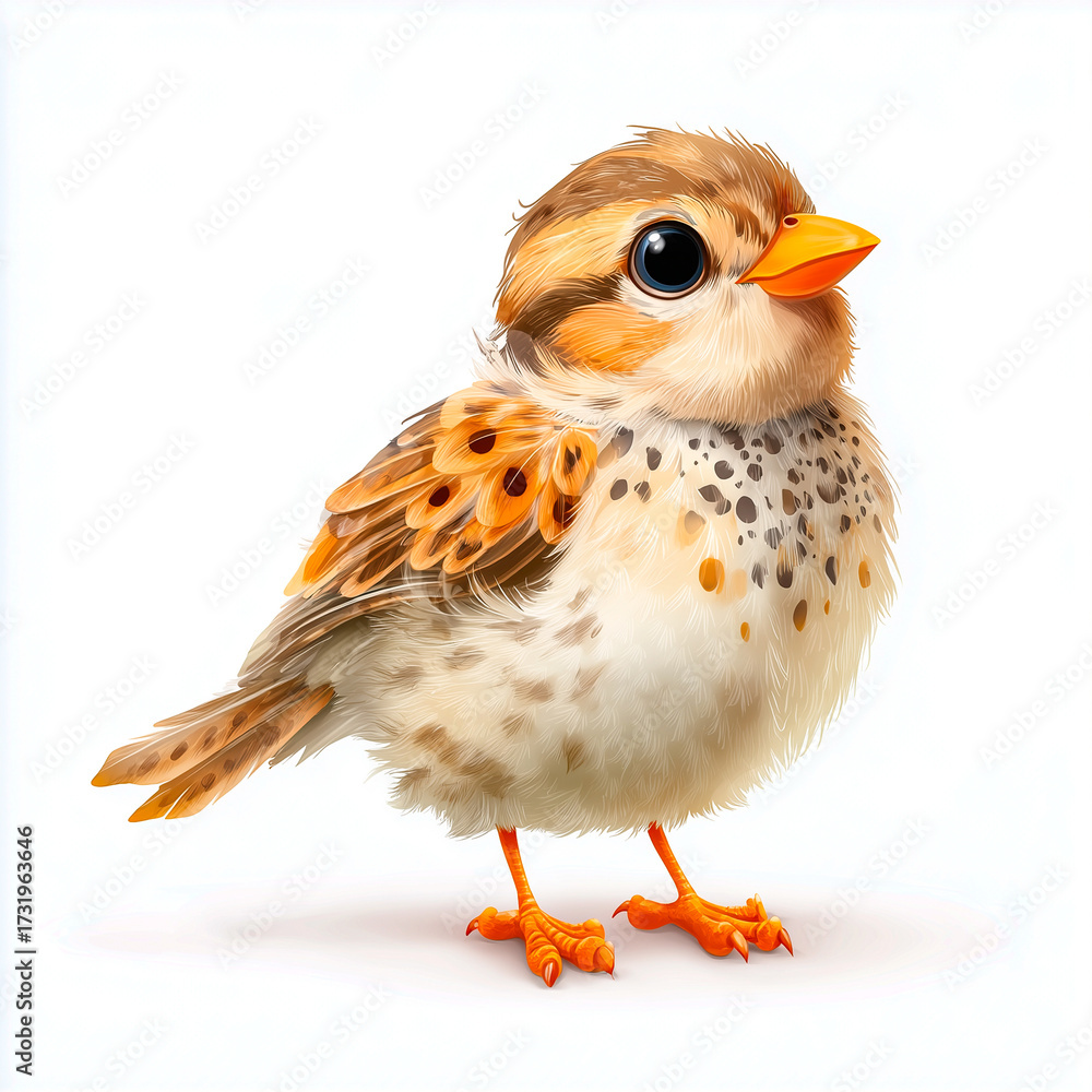 Obraz premium Cute Baby Bird Illustration Isolated on White Background