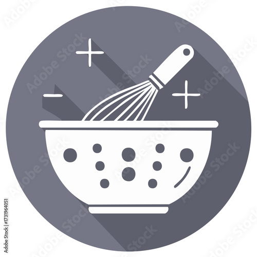 Whisk and Colander Icon: Blending and Draining Simplicity