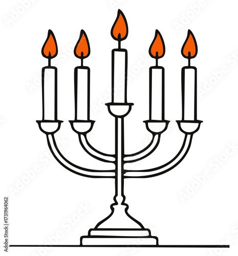 Candelabra with Five Lit Candles Illustration for Celebrations and Occasions