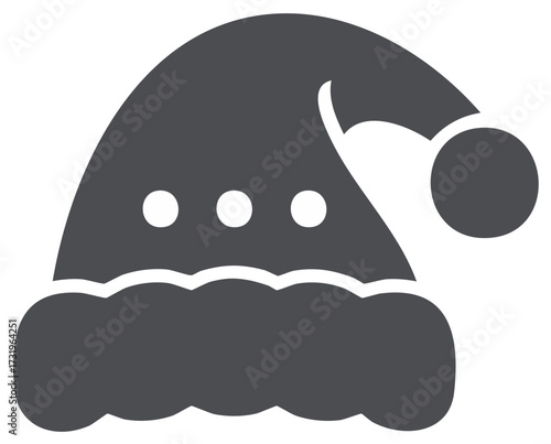 Festive Dark Grey Santa Hat Graphic with White Accents Symbolizing Holiday Cheer and Winter Season Celebrations