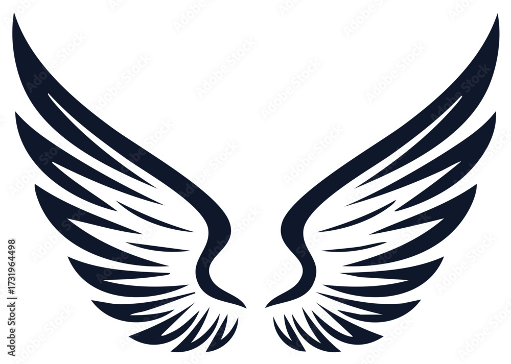 Obraz premium Stylized Dark Angel Wings Emblem Abstract Feather Design