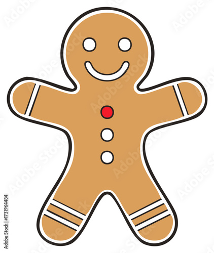 Cartoon gingerbread man character illustration happy face isolated