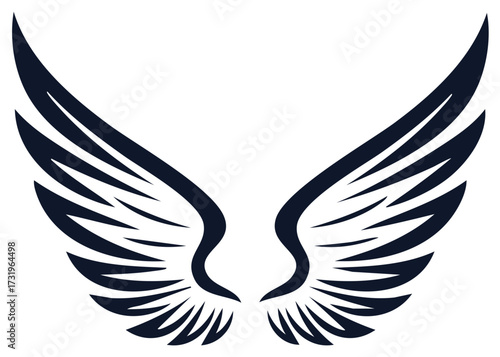 Stylized Dark Angel Wings Emblem Abstract Feather Design