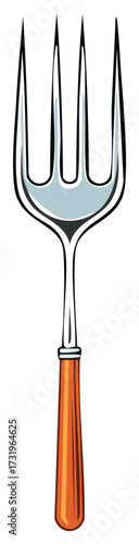 Four Tined Metal Utensil with Wooden Handle