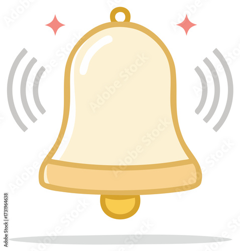 Animated gold bell ringing with sound waves and sparkle accents