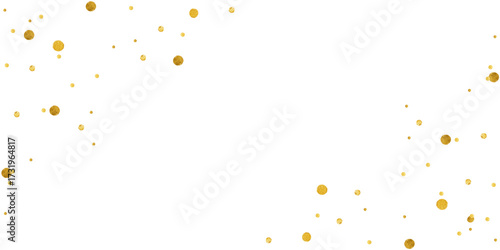 Golden glitter confetti frame isolated on transparent background – festive celebration border design