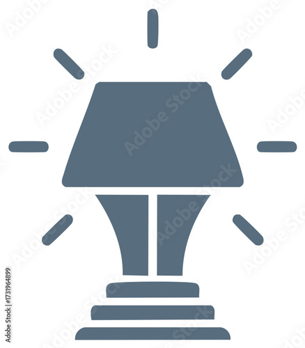 Isolated Icon of Glowing Table Lamp Illuminating Indoor Space for Reading or Work