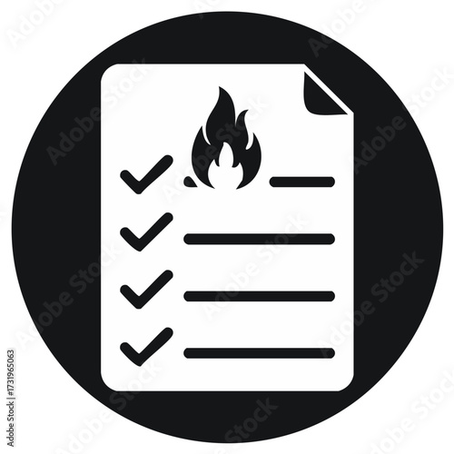 Urgent Priority Checklist Icon with Fire Symbol for Hot Tasks and Emergency Plans