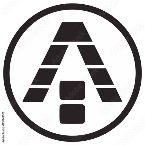 Geometric capital letter A icon. Modern black vector symbol for branding and identity.