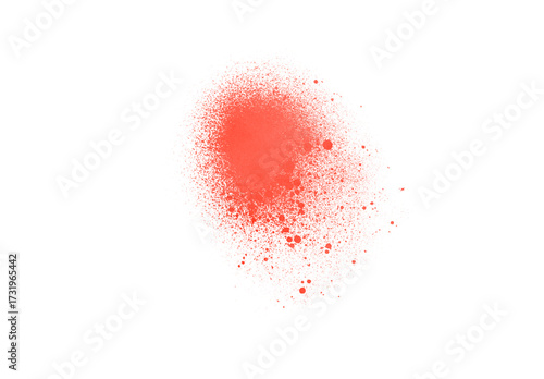 Hand made Red spray paint splatter abstract grunge texture with splatters and drips isolated on white background
