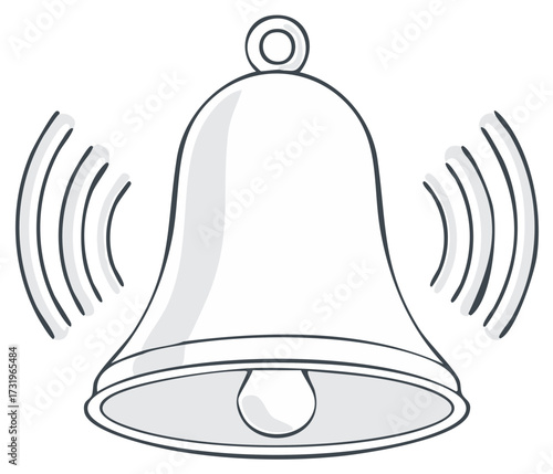 Stylized ringing bell illustration for announcement, signal or alert concept in vector format with echo sound effect