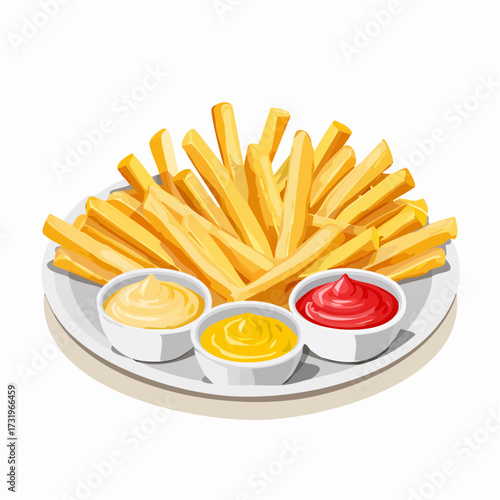 Classic fast food fries with sauces.