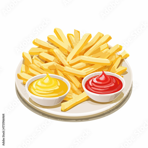 Classic fast food fries with sauces.