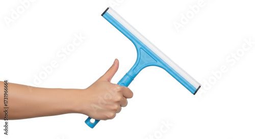 Cuadro en lienzo Isolated squeegee in human hand for cleaning glass, surface, housework; cleaning
