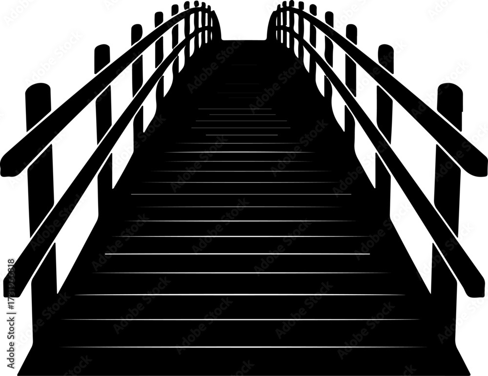 Obraz premium wooden bridge silhouette vector illustration