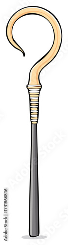 Illustration of an ancient Egyptian Crook Scepter, a traditional symbol of power, isolated on white.