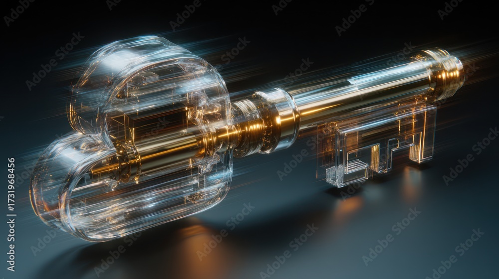 Obraz premium Abstract key object with metallic elements and a dark background