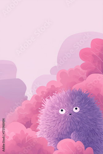 Cute Fluffy Fantasy Creature in Soft Pastel Landscape