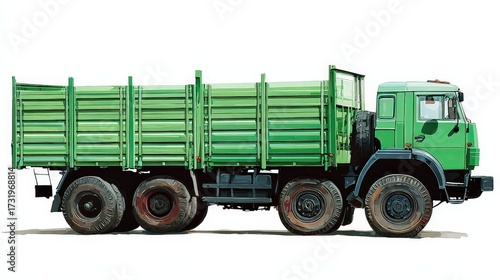 Red commercial cattle truck, livestock transport vehicle, agricultural farming equipment
