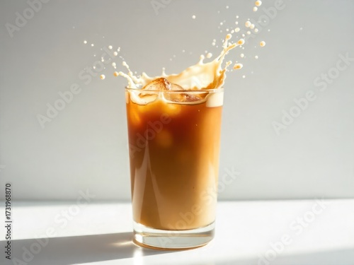 Iced Coffee Splash A Refreshing Beverage on a Bright Day