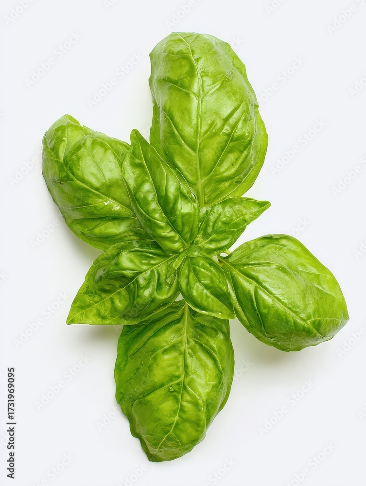 Fototapeta premium Fresh green basil leaves herb, organic cooking ingredient natural, healthy food culinary kitchen 