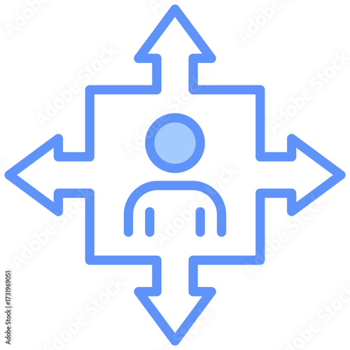 Adaptability Outline Blue Color Icon