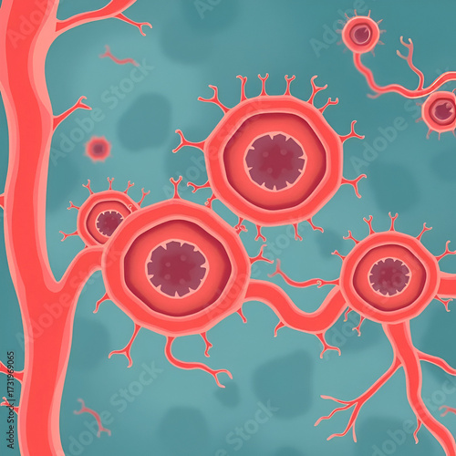 Vascular atrial cells, flat design illustration