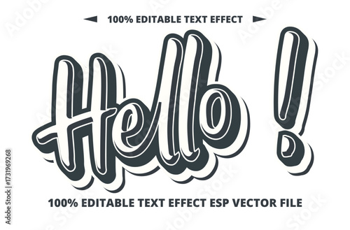 Handwritten Hello Text Effect in Bold Retro Style