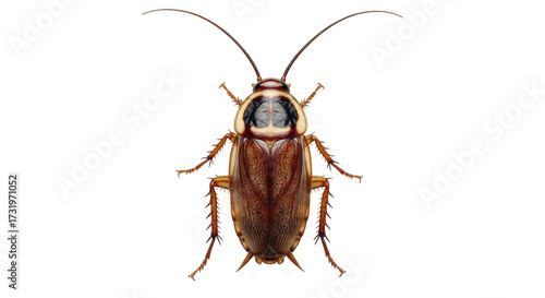 Isolated cockroach pest insect close up, tropical Blattodea species, household pest, bug