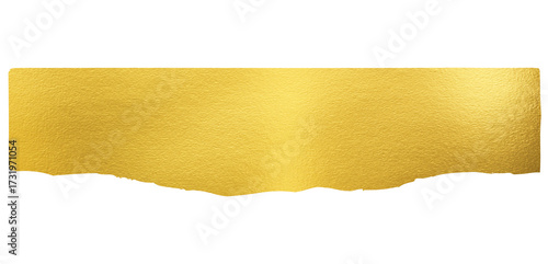 Golden Torn Paper Strip with Rough Edge on White Background - Metallic Texture Banner with Copy Space