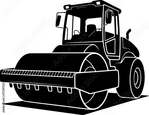 black road roller machine clip art preview