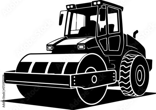 road roller silhouette vector illustration