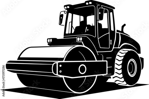 road roller silhouette vector illustration