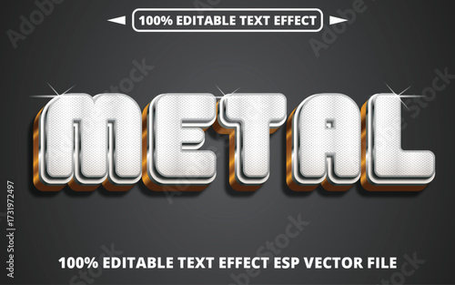 Metal Text Effect with 3D Shiny Silver and Gold Style