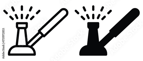 Dual Design of Laboratory Bunsen Burner Featuring Line and Solid Styles