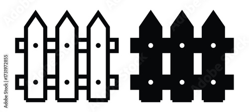Classic Wooden Fence Design in Black and White for Graphic Use