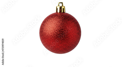 Φωτογραφία Isolated sparkly red Christmas bauble decoration, round New Year season ornament