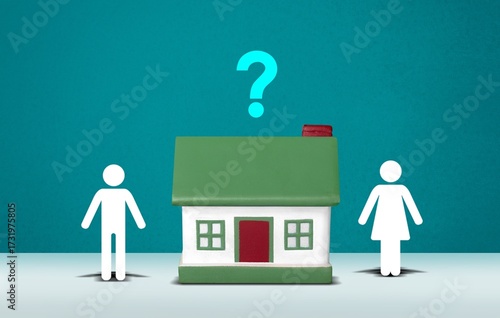 Housing issues concept. House and people model