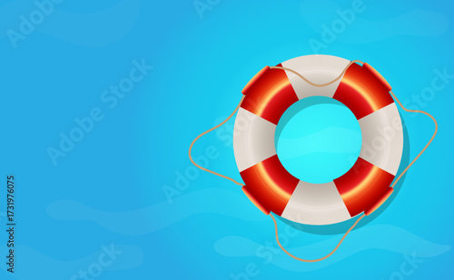 red life buoy floating in water