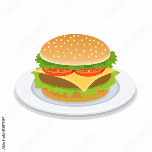 Classic American fast food burger.